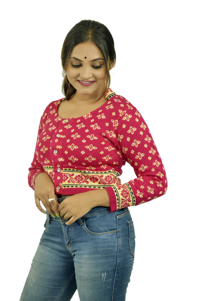 Bokul Kotha High Neck Woolen Blouse - Image 3